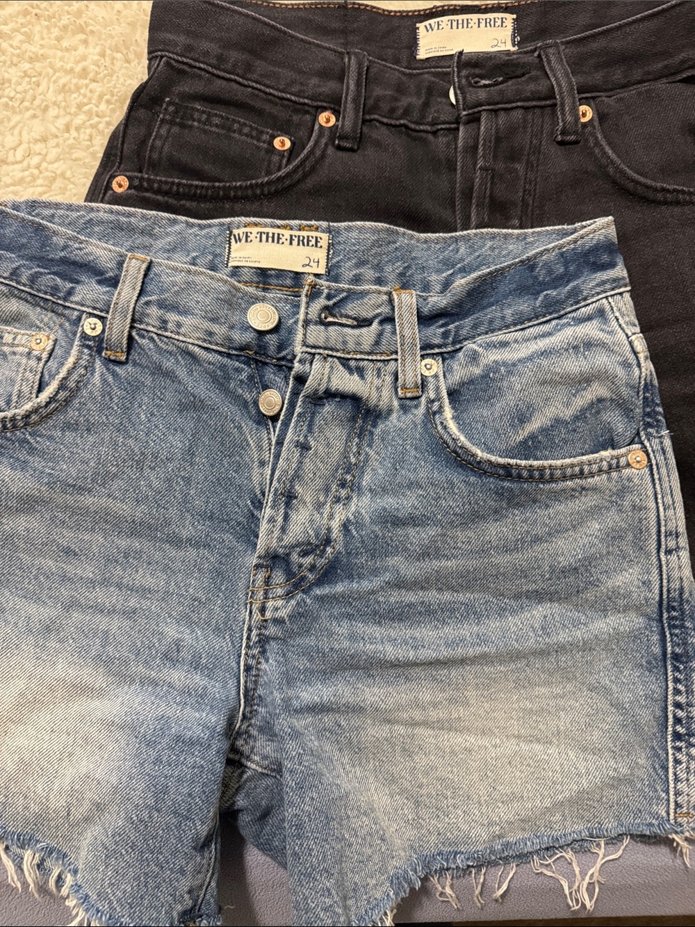 WE THE FREE Faded Light Blue Denim Cutoff Shorts